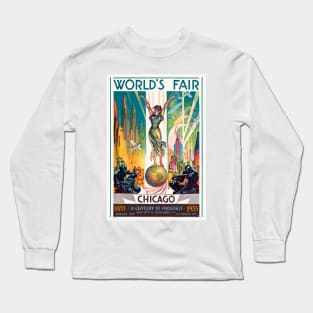 World's Fair Chicago USA 1933 Vintage Poster Long Sleeve T-Shirt